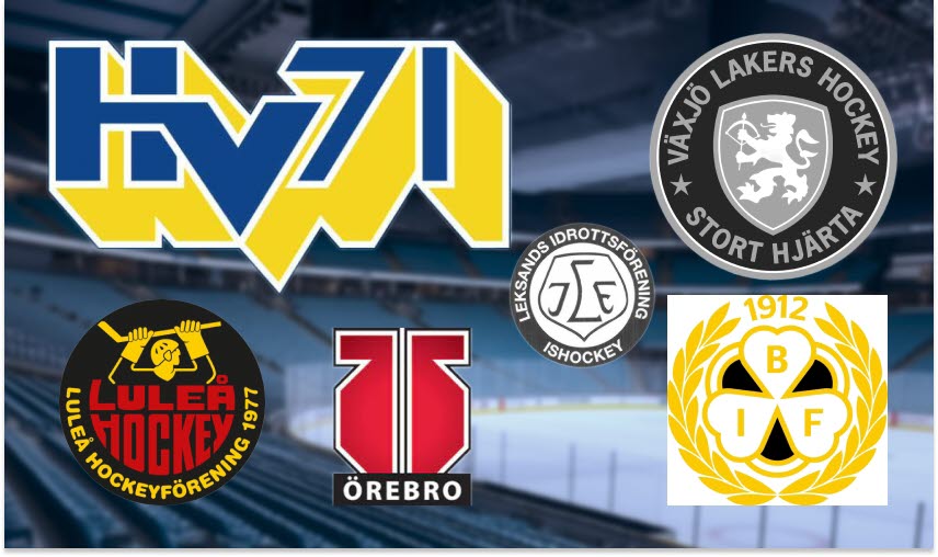 Bild på en massa föreningsloggor inom svensk sport