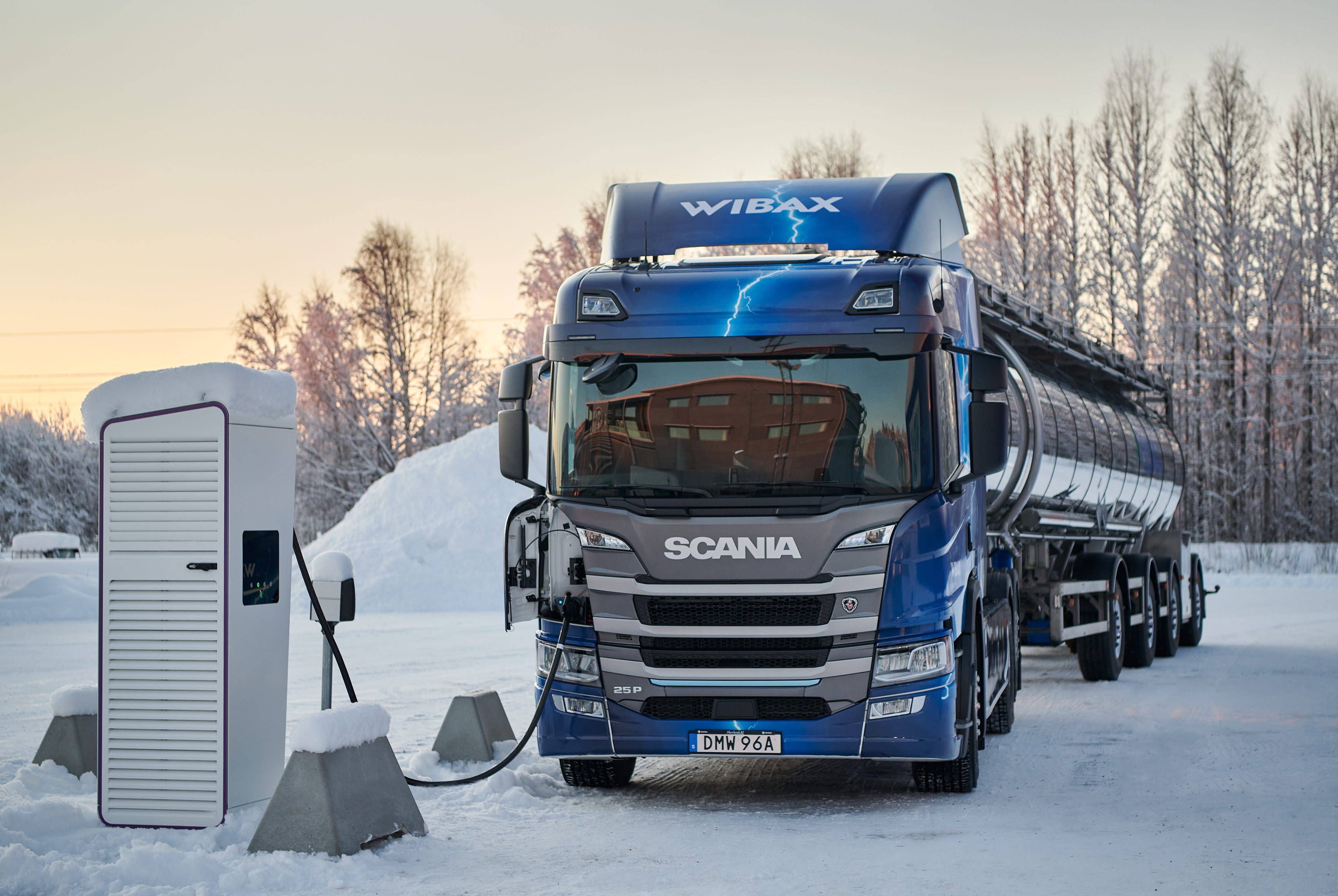 A truck charging electricity